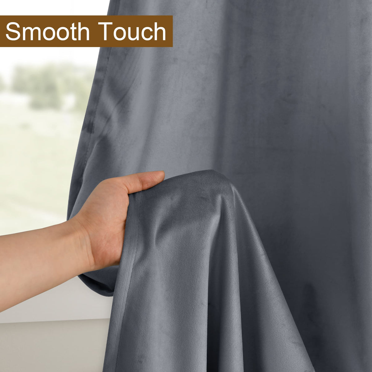 DWCN Velvet Blackout Curtains with Tiebacks, Set of 2 Panels