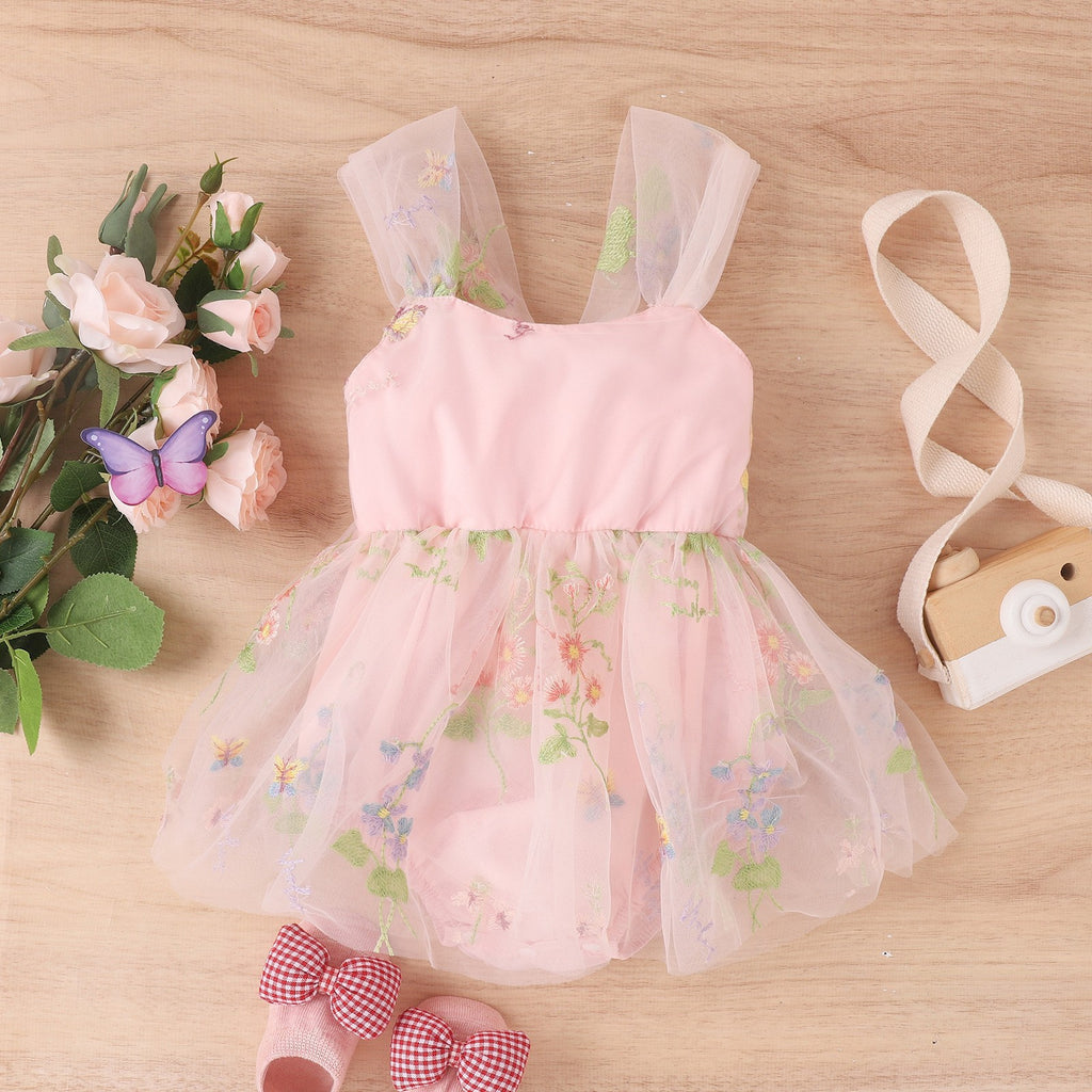 2023 Spring/Summer Girls' Embroidered Lace Romper