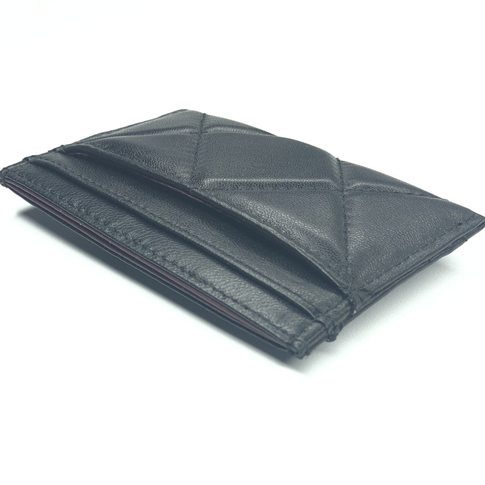 Korean Style Women's Quilted Leather Card Holder